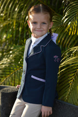Belle & Bow Sweet heart Show Coat- Navy with Lavender
