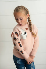 HUNTIQUE | Pink Heart & Leopard | Fuzzy Sweater