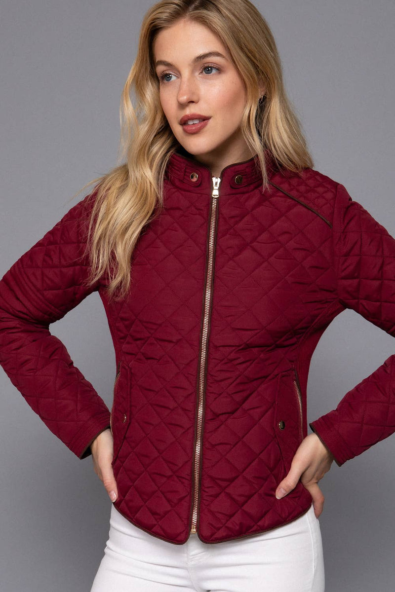 HUNTIQUE | Dark Wine | Quilted Padded Jacket