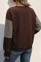 HUNTIQUE | Brown | Fall Houndstooth Knitting Top