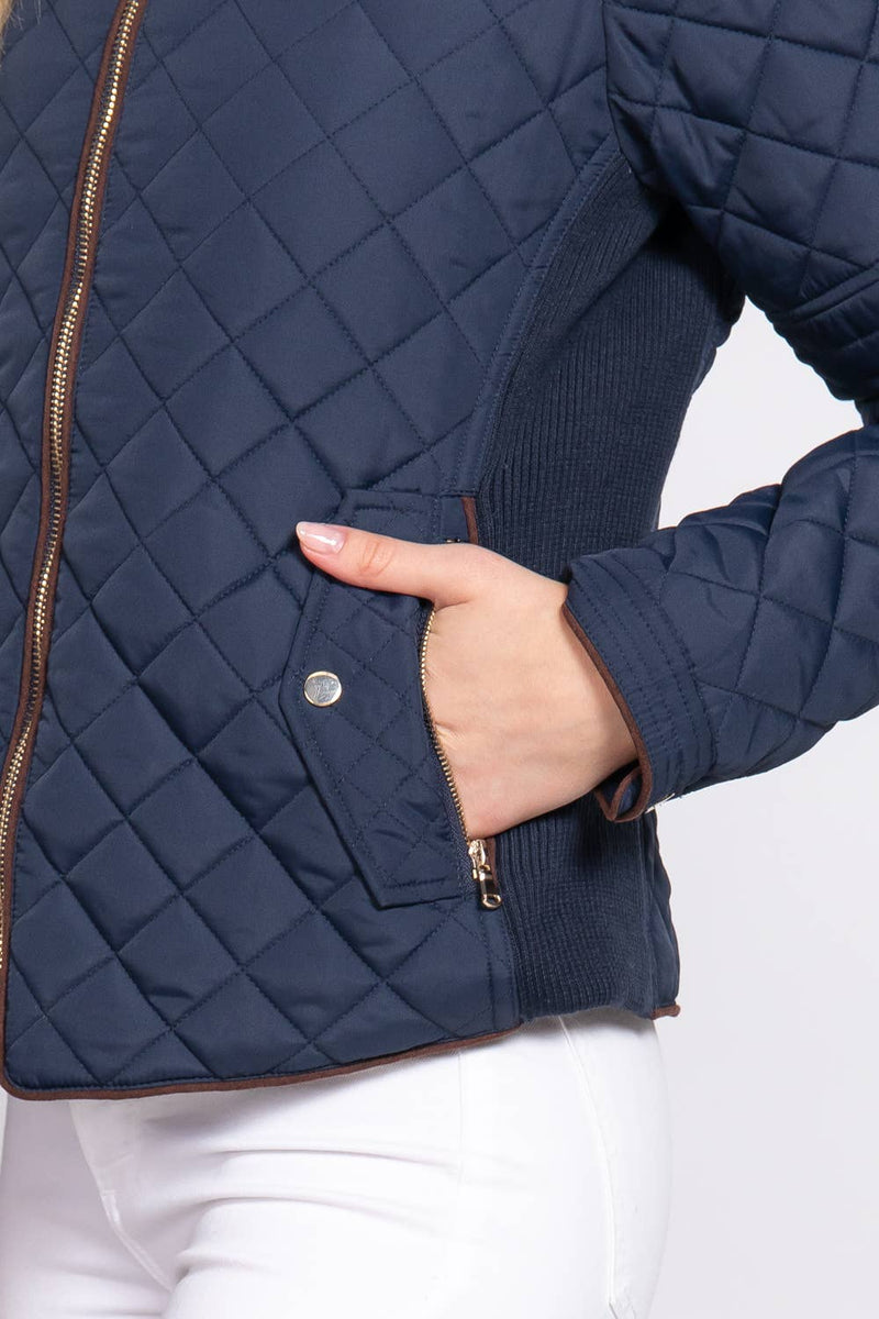 HUNTIQUE | Navy | Quilted Padded Jacket