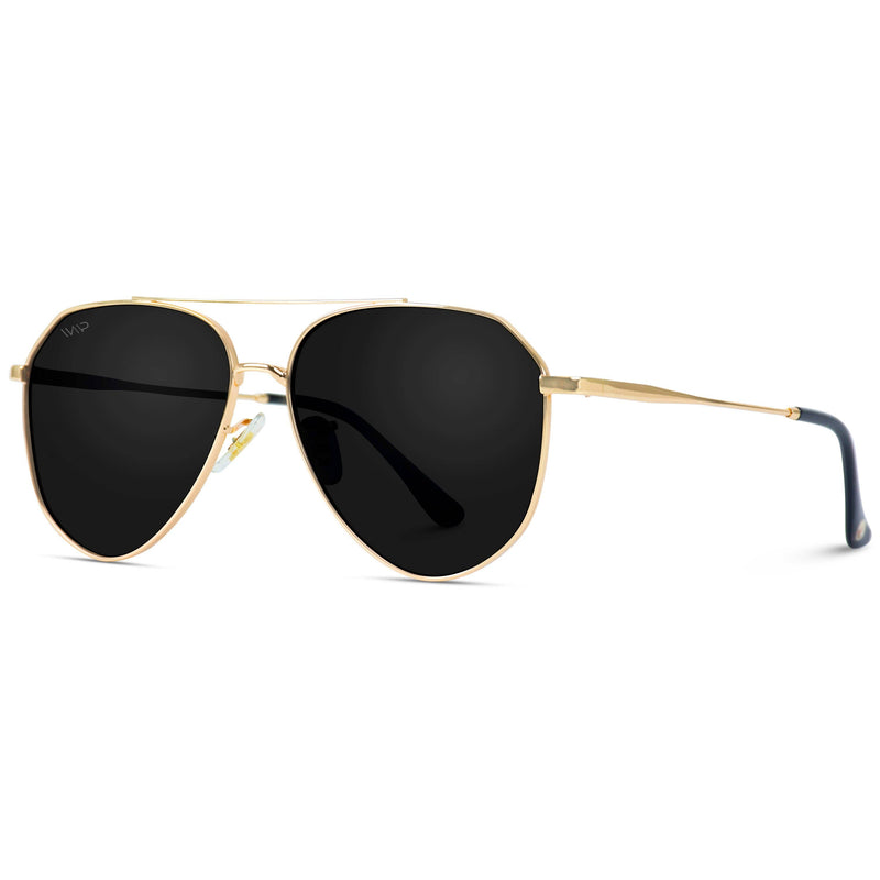 Gold Frame/Black | Ramsey | WMP Eyewear Geometric Polarized Aviators