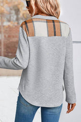 HUNTIQUE | Gray | Buttoned Quilted Sweatshirt