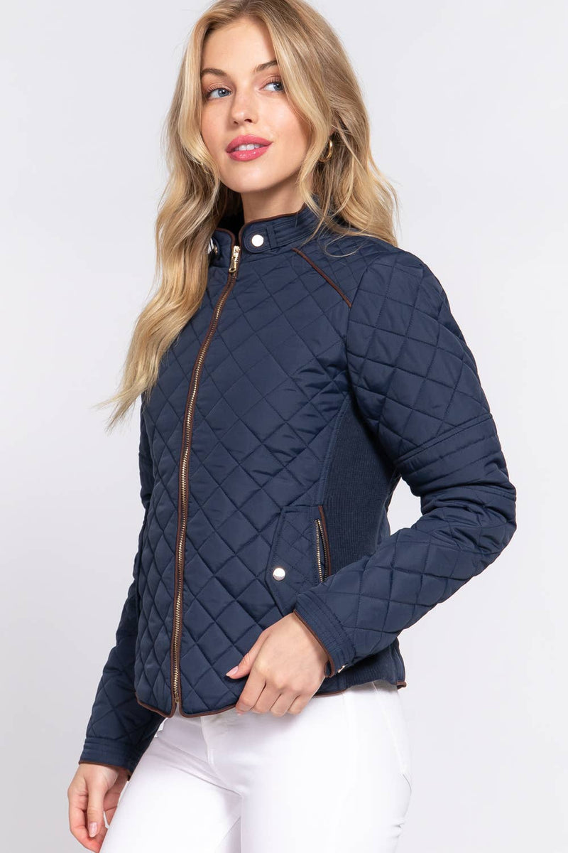 HUNTIQUE | Navy | Quilted Padded Jacket