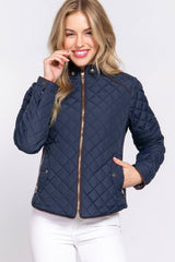 HUNTIQUE | Navy | Quilted Padded Jacket