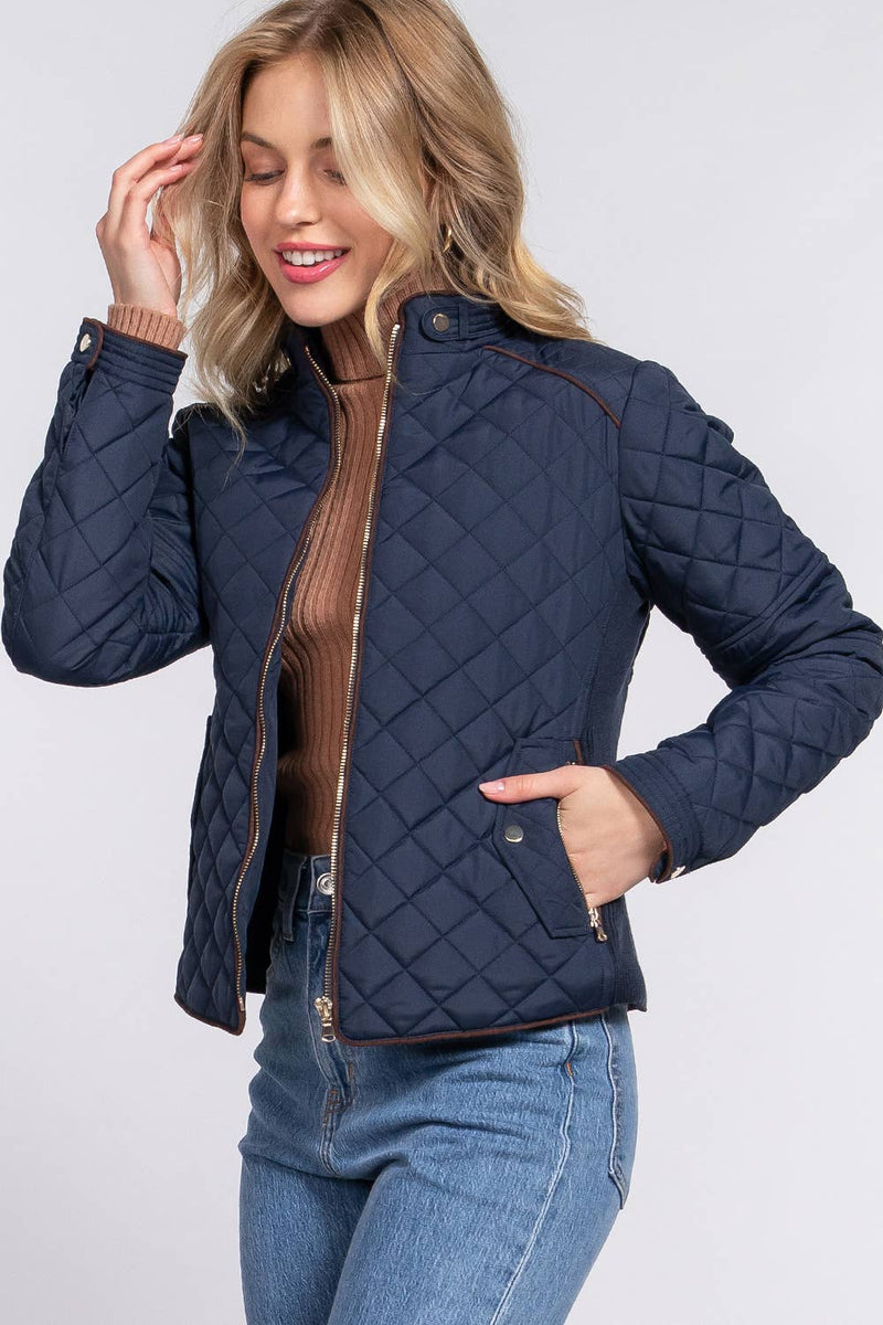 HUNTIQUE | Navy | Quilted Padded Jacket