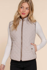 HUNTIQUE | Pale Taupe | Quilted Padded Vest