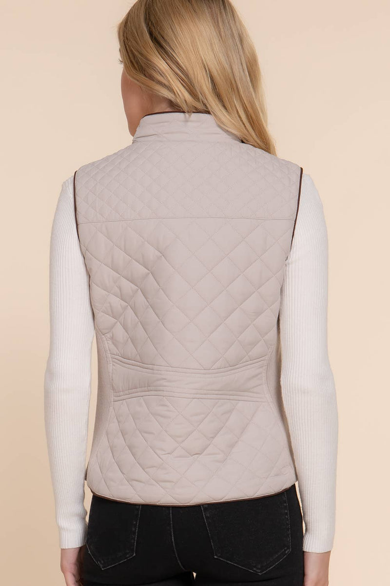 HUNTIQUE | Pale Taupe | Quilted Padded Vest