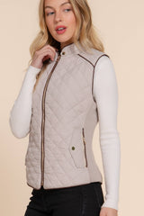 HUNTIQUE | Pale Taupe | Quilted Padded Vest