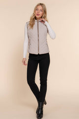 HUNTIQUE | Pale Taupe | Quilted Padded Vest