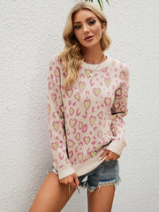 Apricot | HUNTIQUE Heart Pattern Knitting Pullover Sweater