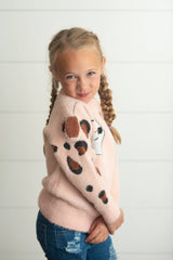 HUNTIQUE | Pink Heart & Leopard | Fuzzy Sweater