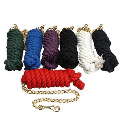 Cotton Lead Rope w/ 20" Brass Plated Chain