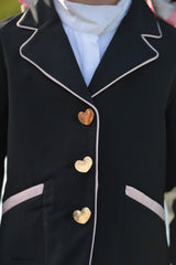 Belle & Bow Sweet heart Show Coat- Black with pink