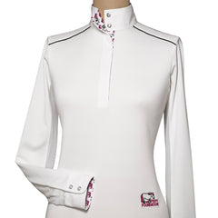 Peeps Ladies Talent Yarn Straight Collar Show Shirt With Shoulder Piping
