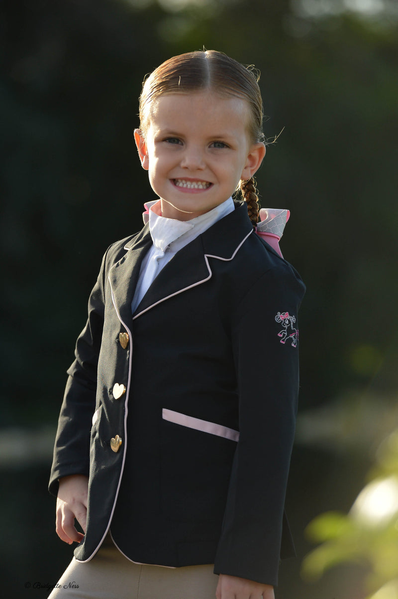 Belle & Bow Sweet heart Show Coat- Black with pink